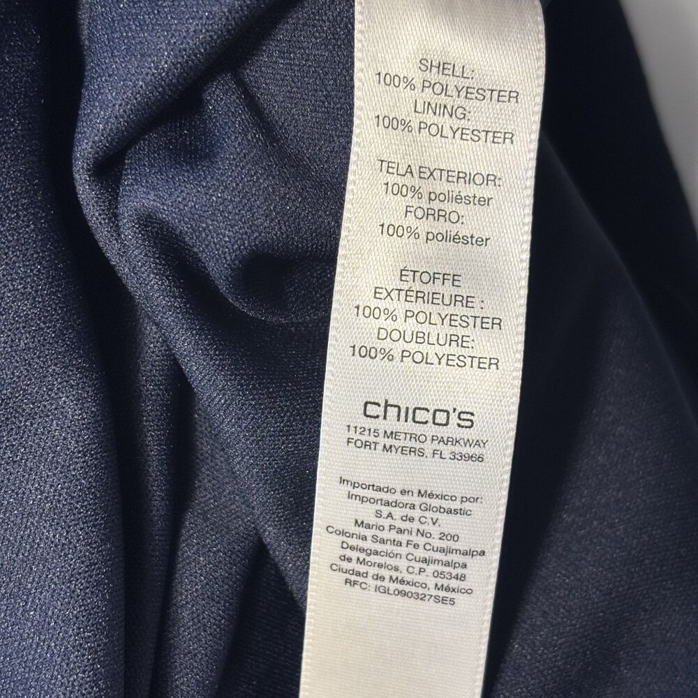 Chicos Cut-Out Mock Neck Sleeveless Short Dress Navy Chicos Size 2.5 - Picture 9 of 11